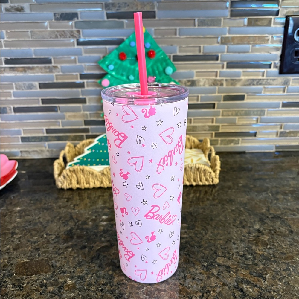 Pink Barbie Tumbler with Straw